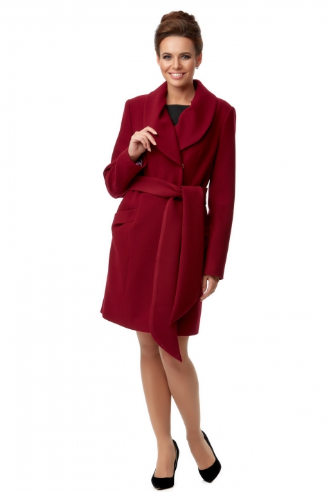 Женское пальто из текстиля с воротником 8000911