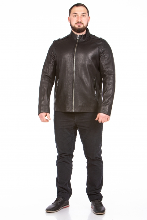 Мужская кожаная куртка из натуральной кожи с воротником 8023111