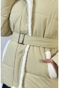 Пуховик женский из текстиля с капюшоном, отделка искусственный мех 8023872-6